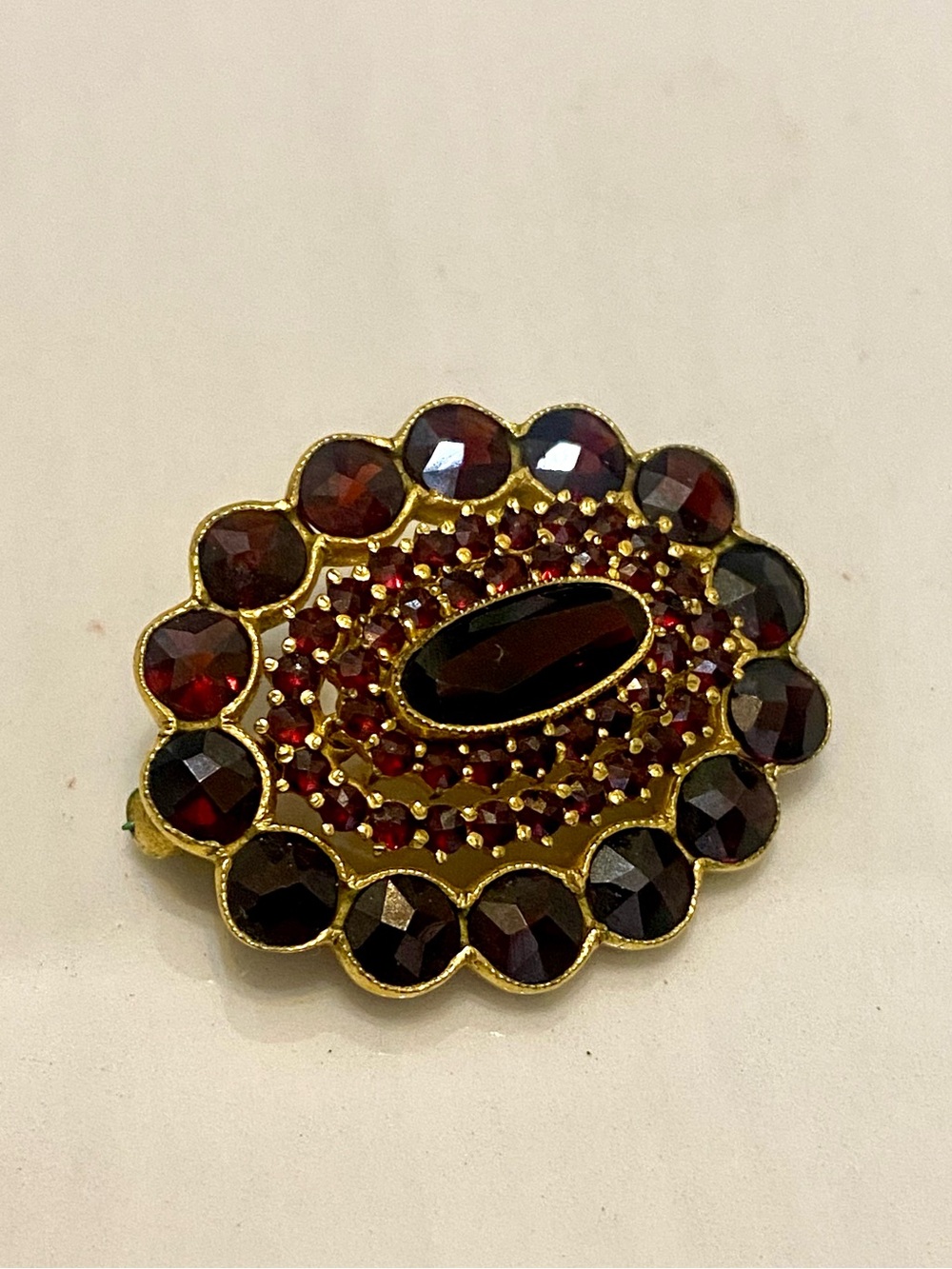 Antique Bohemian Garnet Brooch